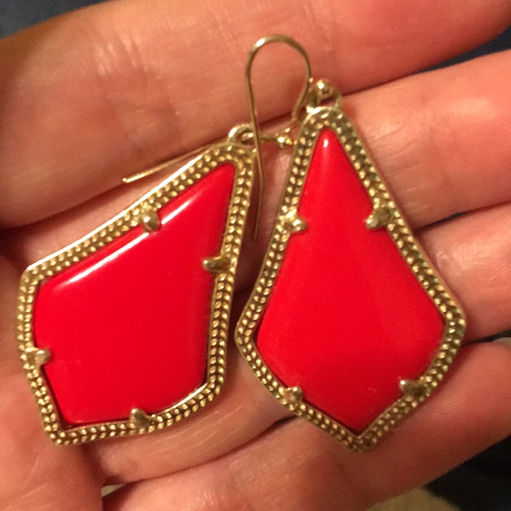 Kendra Scott “Alex” earrings in bright red & gold
